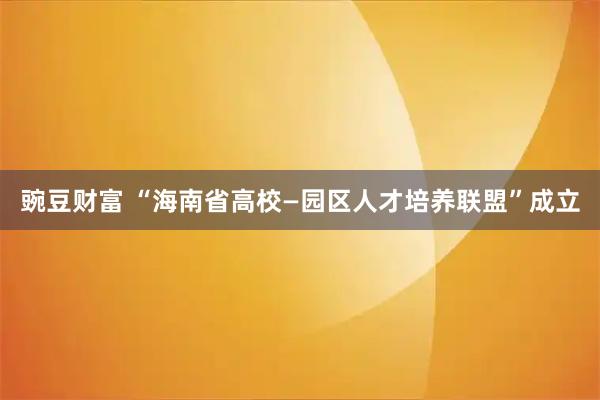 豌豆财富 “海南省高校—园区人才培养联盟”成立